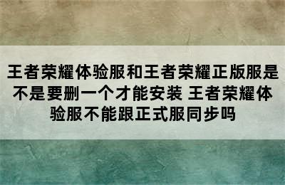 王者荣耀体验服和王者荣耀正版服是不是要删一个才能安装 王者荣耀体验服不能跟正式服同步吗